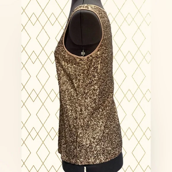 J. Crew Peach Tank Top With All Over Gold Sequins Size S - Picture 2 of 6